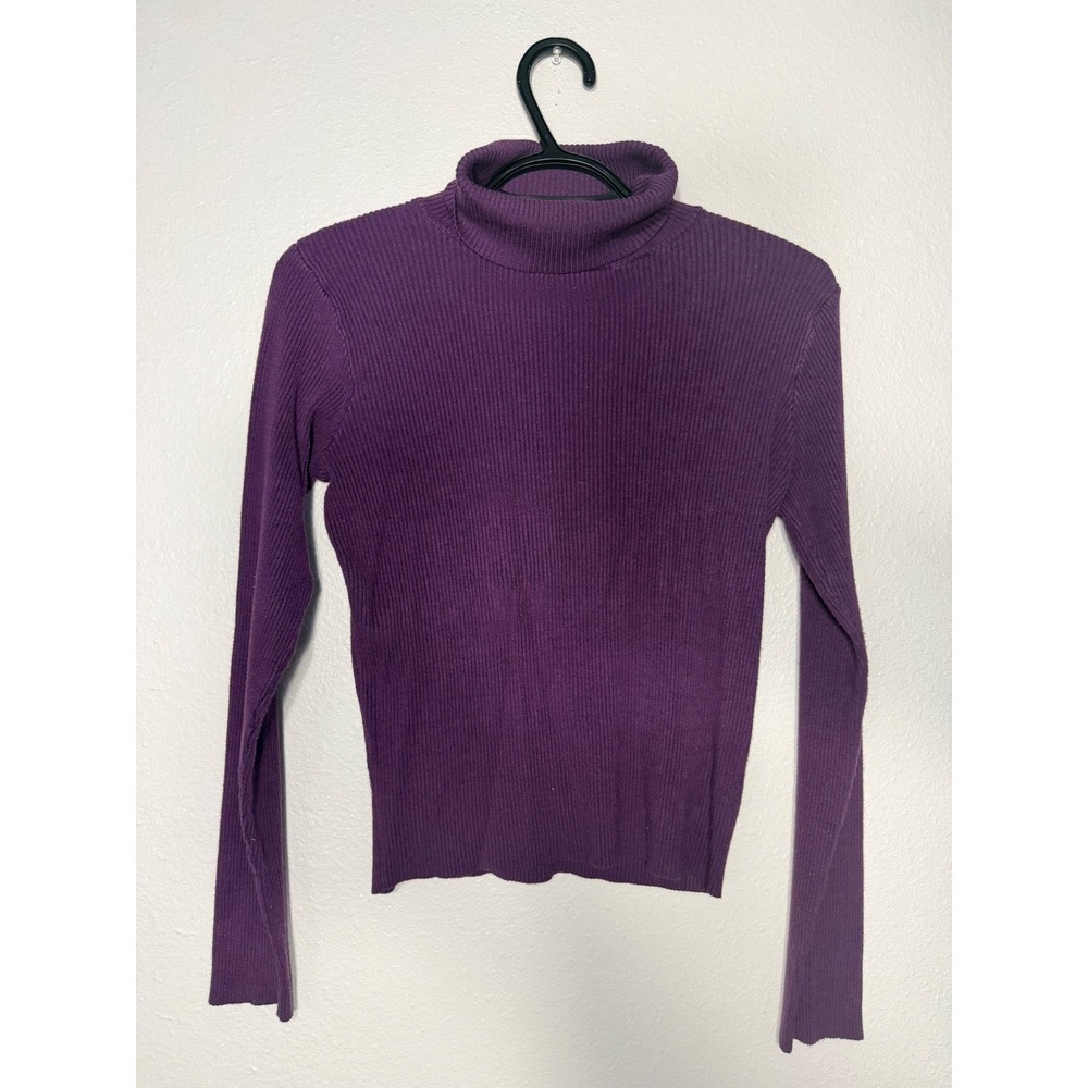 Brandy Melville Purple Ribbed Turtleneck Long Sleeve Knit Sweater Top Womens S